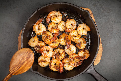 Finish the garlic butter shrimp with a squeeze of lemon, ...